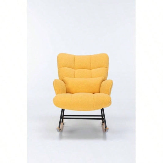 Rocking Chair Nursery, Teddy Upholstered Glider Rocker with High Backrest, Reading Chair Modern Rocking Accent Chairs Glider Recliner Living Room, Nursery, Bedroom