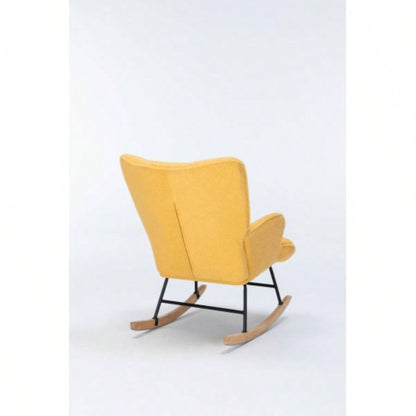 Rocking Chair Nursery, Teddy Upholstered Glider Rocker with High Backrest, Reading Chair Modern Rocking Accent Chairs Glider Recliner Living Room, Nursery, Bedroom