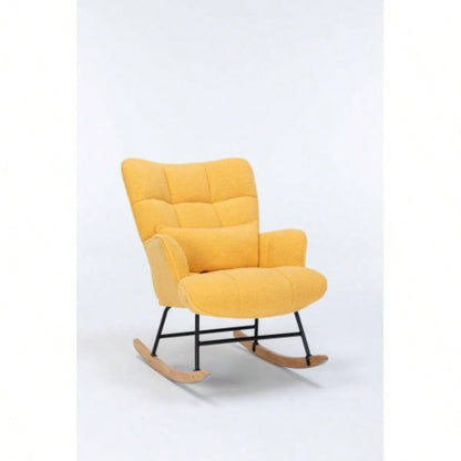 Rocking Chair Nursery, Teddy Upholstered Glider Rocker with High Backrest, Reading Chair Modern Rocking Accent Chairs Glider Recliner Living Room, Nursery, Bedroom
