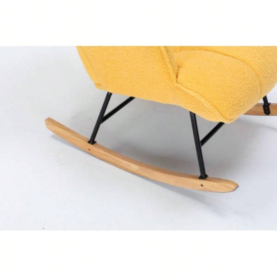 Rocking Chair Nursery, Teddy Upholstered Glider Rocker with High Backrest, Reading Chair Modern Rocking Accent Chairs Glider Recliner Living Room, Nursery, Bedroom