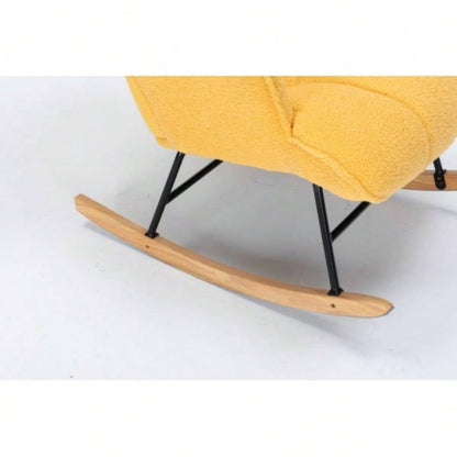Rocking Chair Nursery, Teddy Upholstered Glider Rocker with High Backrest, Reading Chair Modern Rocking Accent Chairs Glider Recliner Living Room, Nursery, Bedroom