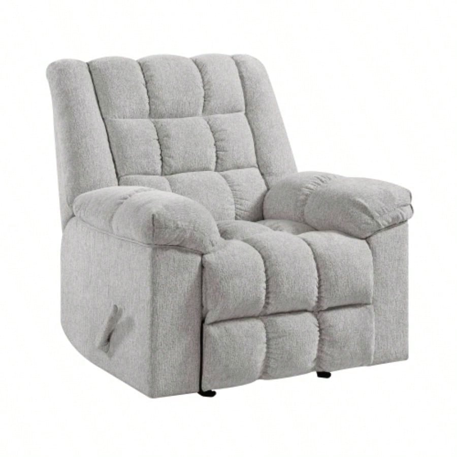 Gentle Rocking Motion Reclining Chair 1pc Light Gray Chenille Upholstery Ultra Comfort Living Room Furniture