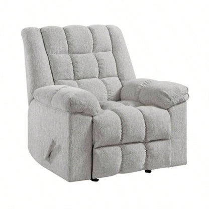 Gentle Rocking Motion Reclining Chair 1pc Light Gray Chenille Upholstery Ultra Comfort Living Room Furniture