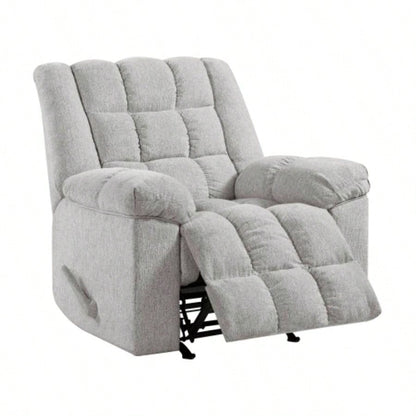 Gentle Rocking Motion Reclining Chair 1pc Light Gray Chenille Upholstery Ultra Comfort Living Room Furniture