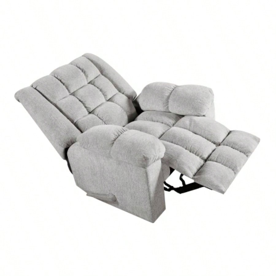 Gentle Rocking Motion Reclining Chair 1pc Light Gray Chenille Upholstery Ultra Comfort Living Room Furniture