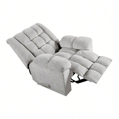 Gentle Rocking Motion Reclining Chair 1pc Light Gray Chenille Upholstery Ultra Comfort Living Room Furniture