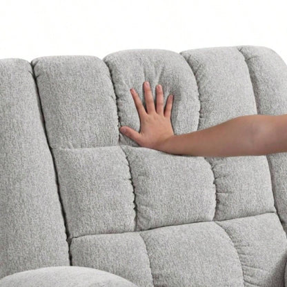Gentle Rocking Motion Reclining Chair 1pc Light Gray Chenille Upholstery Ultra Comfort Living Room Furniture