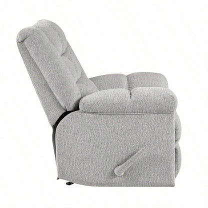 Gentle Rocking Motion Reclining Chair 1pc Light Gray Chenille Upholstery Ultra Comfort Living Room Furniture