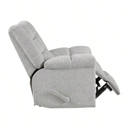 Gentle Rocking Motion Reclining Chair 1pc Light Gray Chenille Upholstery Ultra Comfort Living Room Furniture