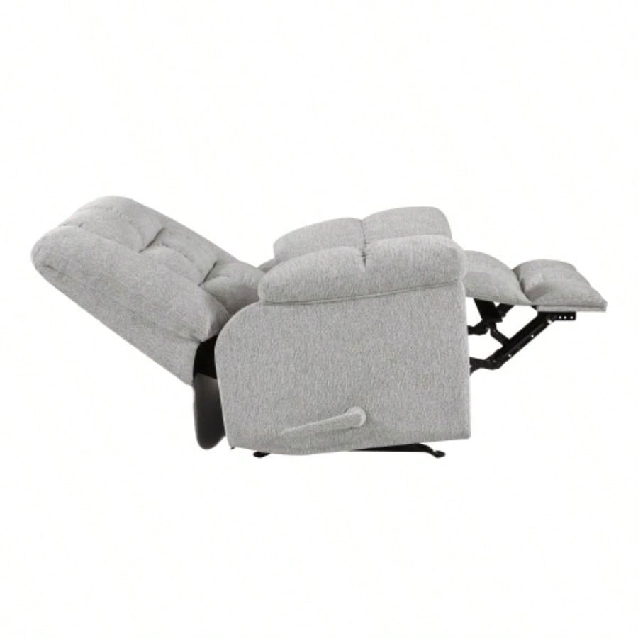 Gentle Rocking Motion Reclining Chair 1pc Light Gray Chenille Upholstery Ultra Comfort Living Room Furniture