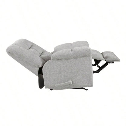 Gentle Rocking Motion Reclining Chair 1pc Light Gray Chenille Upholstery Ultra Comfort Living Room Furniture