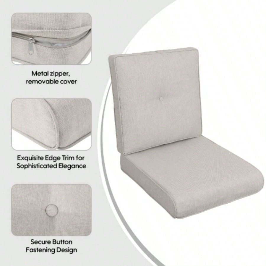 2 Pcs Set High Back Patio Chair Cushions, Tufted Rocking Chair Cushions, Adirondack Cushions Garden Porch Home Office Chair Use, 44x 22x 4 2 Pack - Beige