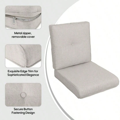 2 Pcs Set High Back Patio Chair Cushions, Tufted Rocking Chair Cushions, Adirondack Cushions Garden Porch Home Office Chair Use, 44x 22x 4 2 Pack - Beige