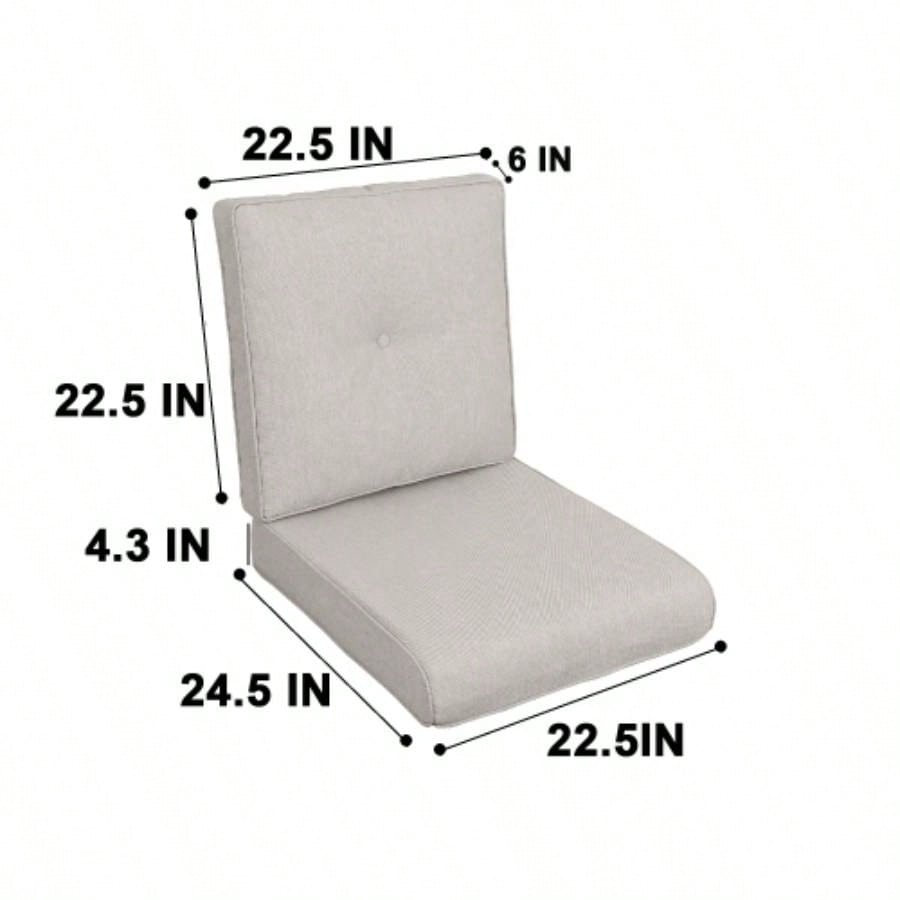 2 Pcs Set High Back Patio Chair Cushions, Tufted Rocking Chair Cushions, Adirondack Cushions Garden Porch Home Office Chair Use, 44x 22x 4 2 Pack - Beige