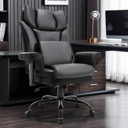 High Back Office Chair, 400lbs Rocking Desk Chair, Ergonomic Executive Office Chair with Adjustable Padded Armrest and Massage Lumbar Support, Adjustable Height Chair Black