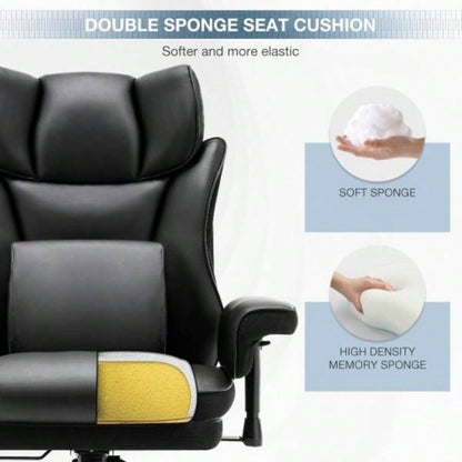 High Back Office Chair, 400lbs Rocking Desk Chair, Ergonomic Executive Office Chair with Adjustable Padded Armrest and Massage Lumbar Support, Adjustable Height Chair Black