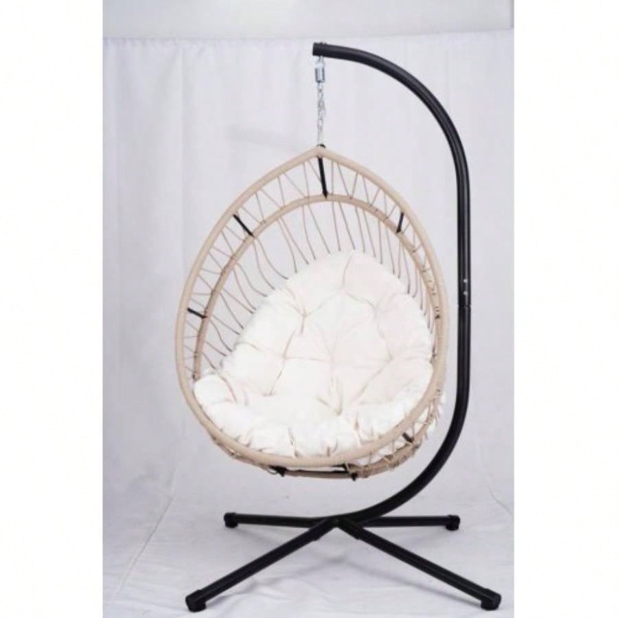 Outdoor - shaped Hanging Chair with Stand, Patio - shaped Swing Chair, Indoor Rocking Chair, Outdoor Hammock - shaped Chair, Beige