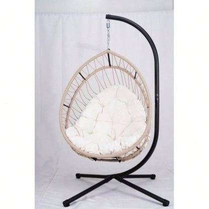 Outdoor - shaped Hanging Chair with Stand, Patio - shaped Swing Chair, Indoor Rocking Chair, Outdoor Hammock - shaped Chair, Beige