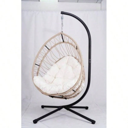 Outdoor - shaped Hanging Chair with Stand, Patio - shaped Swing Chair, Indoor Rocking Chair, Outdoor Hammock - shaped Chair, Beige