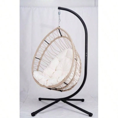 Outdoor - shaped Hanging Chair with Stand, Patio - shaped Swing Chair, Indoor Rocking Chair, Outdoor Hammock - shaped Chair, Beige