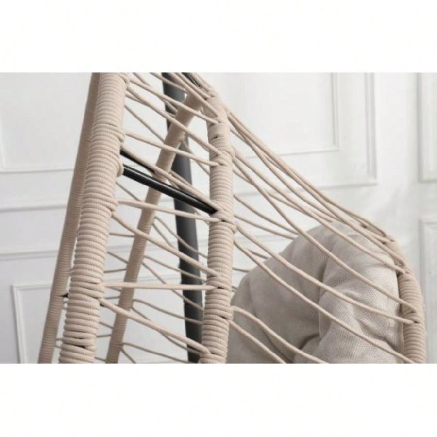 Outdoor - shaped Hanging Chair with Stand, Patio - shaped Swing Chair, Indoor Rocking Chair, Outdoor Hammock - shaped Chair, Beige