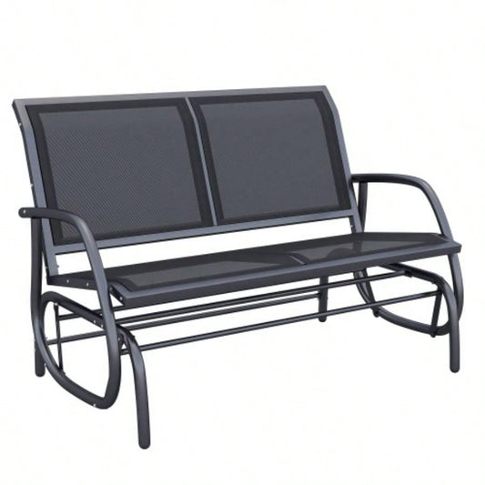 Outsunny 2 - Person Outdoor Glider, Patio Double Swing Rocking Chair Loveseat/ Powder Coated Steel Frame Backyard Garden Porch, Black