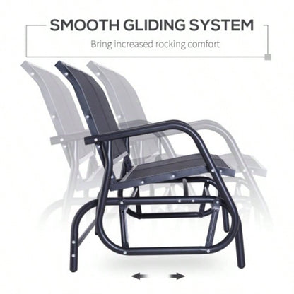 Outsunny 2 - Person Outdoor Glider, Patio Double Swing Rocking Chair Loveseat/ Powder Coated Steel Frame Backyard Garden Porch, Black