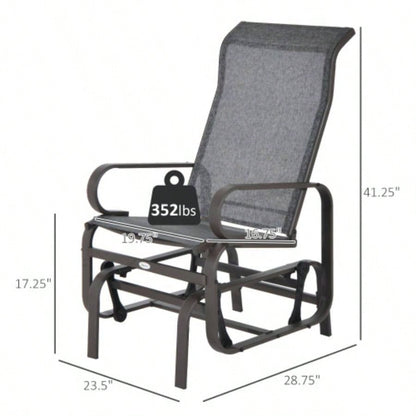 Outsunny Outdoor Glider Chair, Gliders Outside Patio with Smooth Rocking Mechanism and Lightweight Construction Backyard, Gray