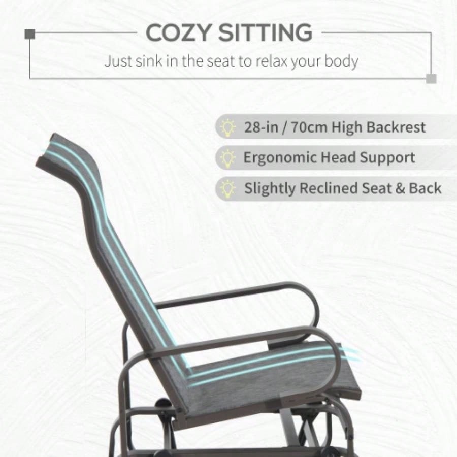 Outsunny Outdoor Glider Chair, Gliders Outside Patio with Smooth Rocking Mechanism and Lightweight Construction Backyard, Gray