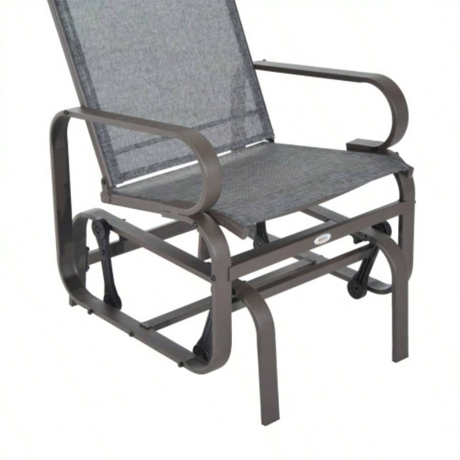 Outsunny Outdoor Glider Chair, Gliders Outside Patio with Smooth Rocking Mechanism and Lightweight Construction Backyard, Gray