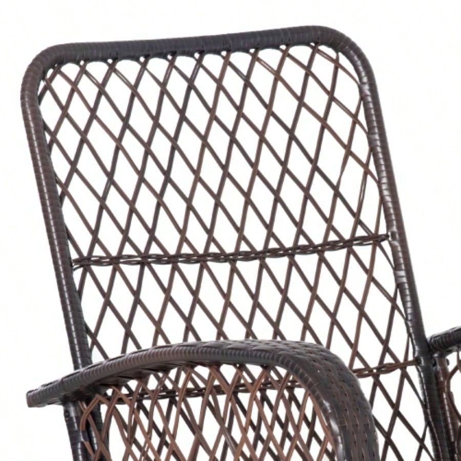 Outsunny Outdoor Wicker Rocking Chair with Wide, Thick, Soft Cushion, Rattan Rocker/Steel Frame, High Weight Capacity Patio, Garden, Backyard,