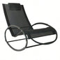 Outsunny Pool Lounger, Outdoor Rocking Lounge Chair Sunbathing, Pool, Beach, Porch with Pillow Cool Mesh, Tanning Rocker, Black