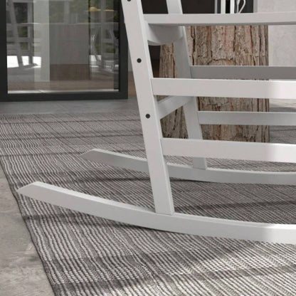 Outsunny Outdoor Rocking Chair Set of 2 with Side Table, Patio Wooden Rocking Chair with Smooth Armrests, High Back Garden, Balcony, Porch, Supports Up to 352 lbs. White