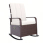 Outsunny Wicker Outdoor Rocking Chair, Patio Recliner with Adjustment Backrest, PE Rattan Lounge Chair with Adjustable Footrest and Cushions Garden, Backyard, Porch, Beige