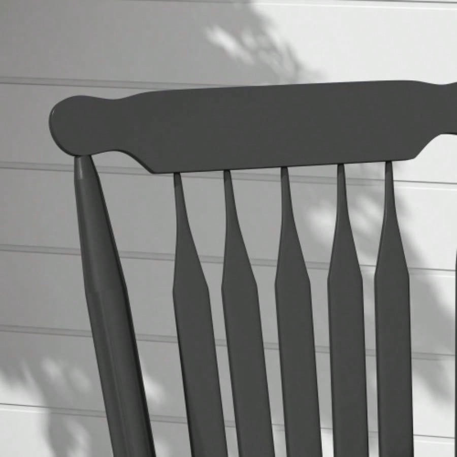Outsunny Outdoor Wood Rocking Chair, 350 lbs. Porch Rocker with High Back Garden, Patio, Balcony, Black