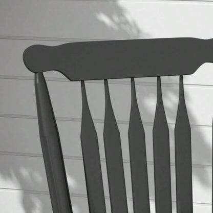 Outsunny Outdoor Wood Rocking Chair, 350 lbs. Porch Rocker with High Back Garden, Patio, Balcony, Black