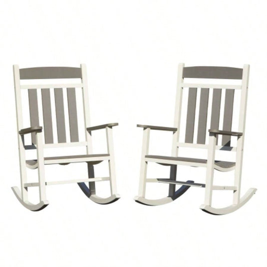 Outdoor Rocking Chairs Set of 2, Durable HDPE Patio Oversized Rockers Adults, Porch Rocking Chair with 380lbs Support, Weather - Resistant