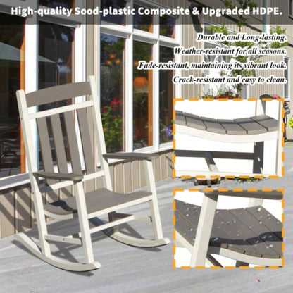 Outdoor Rocking Chairs Set of 2, Durable HDPE Patio Oversized Rockers Adults, Porch Rocking Chair with 380lbs Support, Weather - Resistant