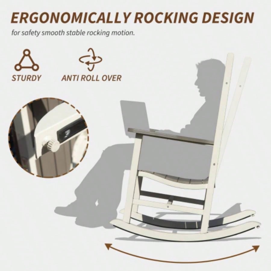 Outdoor Rocking Chairs Set of 2, Durable HDPE Patio Oversized Rockers Adults, Porch Rocking Chair with 380lbs Support, Weather - Resistant
