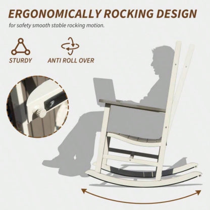 Outdoor Rocking Chairs Set of 2, Durable HDPE Patio Oversized Rockers Adults, Porch Rocking Chair with 380lbs Support, Weather - Resistant