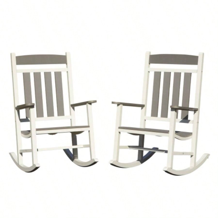 Outdoor Rocking Chairs Set of 2, Durable HDPE Patio Oversized Rockers Adults, Porch Rocking Chair with 380lbs Support, Weather - Resistant