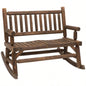 Outsunny 2 - Person Wood Rocking Chair with Log Design, Heavy Duty Loveseat with Wide Curved Seats Patio, Backyard, Garden, Walnut