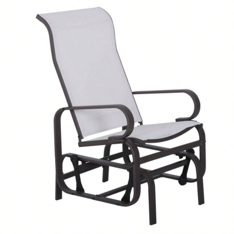 Outsunny Outdoor Glider Chair, Gliders Outside Patio with Smooth Rocking Mechanism and Lightweight Construction Backyard, Beige