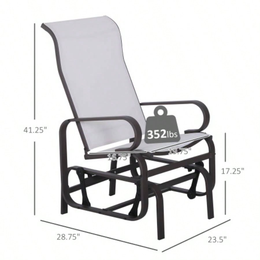 Outsunny Outdoor Glider Chair, Gliders Outside Patio with Smooth Rocking Mechanism and Lightweight Construction Backyard, Beige