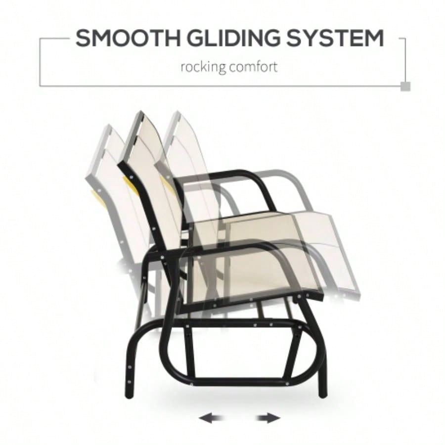 Outsunny 2 - Person Outdoor Glider, Patio Double Swing Rocking Chair Loveseat/Powder Coated Steel Frame Backyard Garden Porch, Beige