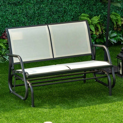 Outsunny 2 - Person Outdoor Glider, Patio Double Swing Rocking Chair Loveseat/Powder Coated Steel Frame Backyard Garden Porch, Beige