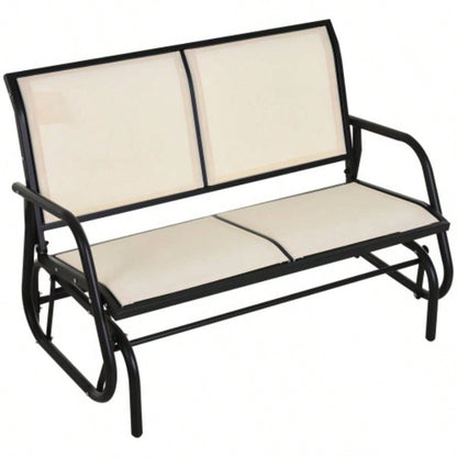 Outsunny 2 - Person Outdoor Glider, Patio Double Swing Rocking Chair Loveseat/Powder Coated Steel Frame Backyard Garden Porch, Beige