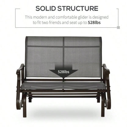 2 - Person Outdoor Glider Patio Glider Loveseat Chair with Powder Coated Steel Frame 2 Seats Porch Rocking Glider Backyard, Lawn, Garden and Porch, Mixed