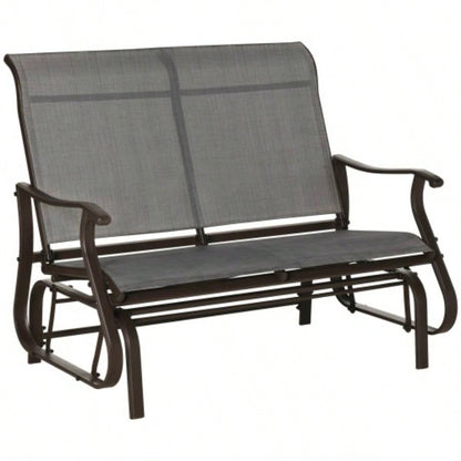 2 - Person Outdoor Glider Patio Glider Loveseat Chair with Powder Coated Steel Frame 2 Seats Porch Rocking Glider Backyard, Lawn, Garden and Porch, Mixed