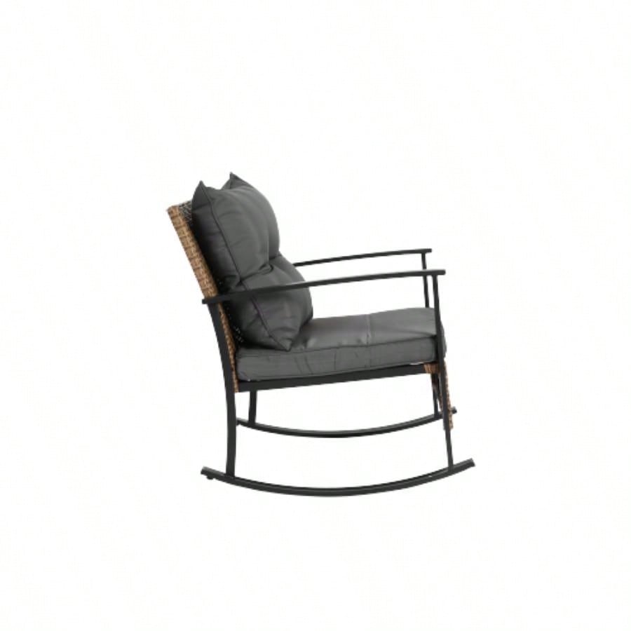 Wicker Rocking Chairs Outdoors 3 Piece, Patio Rocking Chairs Set of 2, Patio Furniture Set, Small Outdoor Set Porch, Poolside, Balcony and Yard,